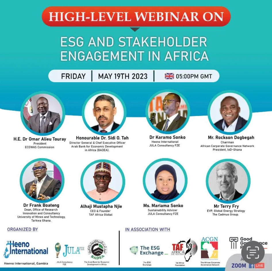 High-Level Webinar On ESG And Stakeholder Engagement In Africa
